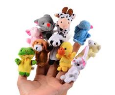 Itian 10pcs Verschiedene Karikatur-Tier Fingerpuppen Weicher Samt Puppen Spielzeug Props