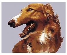 Kxch Hundeölgemälde DIY Gemälde nach Zahlen Tiere Hunde Ausmalbilder Drucken auf Leinwand Geschenk für Wohnkultur Wandkunst Größe: 40X50Cm Ungerahmt