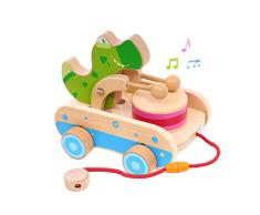 Gehirnspiel Gowsch Holz helle Farbe Krokodil Trommel Ziehspielzeug früh Lernspielzeug für Kinder - bunt