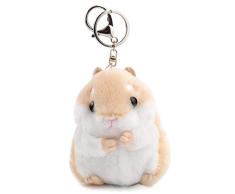 Pinhan Cartoon Plüschtier Hamster Keychain Anhänger Dame Tasche Schlüsselanhänger Schmuck Zubehör Weiblichen Beutel Anhänger Kleines Geschenk, Brauner Gürtel