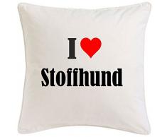 Kissenbezug I Love Stoffhund 40cmx40cm aus Mikrofaser ... ideales Geschenk und geschmackvolle Dekoration für jedes Wohnzimmer oder Schlafzimmer in Weiß mit Reißverschluss