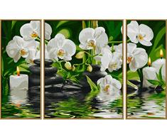 Schipper 609260681 - Malen nach Zahlen - Wellness Oase - Bilder malen für Erwachsene, inklusive Pinsel und Acrylfarben, Triptychon 50 x 80 cm
