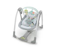 Ingenuity, Hugs & Hoots zusammenklappbare und tragbare Babyschaukel mit 5 Schaukelgeschwindigkeiten, 8 Melodien, Lautstärkeregulierung und abnehmbarem Spielzeugbügel