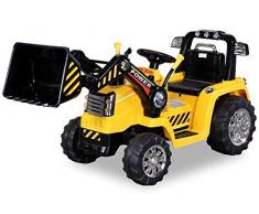 Kinder Elektrobagger mit 2 x 25 Watt Motoren Elektro Bagger Kinderauto Kinderfahrzeug Spielzeug für Kinder Kinderspielzeug (Gelb)