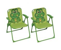 vidaXL 2X Kinder Gartenstuhl Klappstuhl Faltstuhl Kinderstuhl Sessel Stuhl Klappsessel Kindermöbel Kindersessel Garten Terrasse Grün Stoff