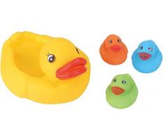 Brigamo Badeente Familie, Badeenten Mama und 3 x Quietscheenten Baby, Badewannenspielzeug