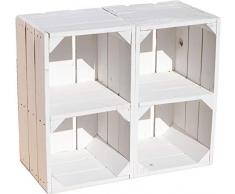 Kistenkolli Altes Land Regalkiste Hilde weiß mit Mittelbrett 38x22x21cm Weinkiste Holzkiste Apfelkiste Balkonmöbel Gartendeko