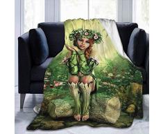 Leisure-Time Flanell Ultra-Weiche Decke Dekorative Weiche Warme Gemütliche Plüschfee, Elfenmädchen mit Kranzbaum, Weiche Decken für Erwachsene