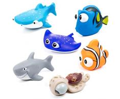 MOOKLIN - 6 Stück Kinder Badespielzeug Geschenk Tiere Schwimmender Tauchpartner, Ozean Badewannenspielzeug Sandspielzeug für Baby Jungen oder Mädchen, Badewanne und Schwimmbad