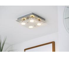 LED-Deckenleuchte Deckenlampe Wohnzimmer GU10 4 flammig a 3 Watt 4 x 250 Lumen Schlafzimmer chrom matt-nickel Deckenstrahler Strahler GU 10 viereckig Flur Küche Kinderzimmer
