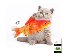Realistische plüsch Simulation elektrische Puppe Fisch, lustige interaktive Haustiere kauen beißen liefert für Katze/Kitty/kätzchen Fisch Flop katzenspielzeug katzenminze Spielzeug (E)