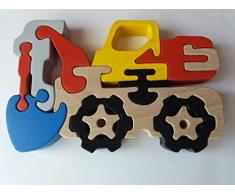 Holzpuzzle Bagger handgemachte Maschinen konstruktionen massives Buchenholz Spielzeug Nutzfahrzeug Geschenk für Jungen aus Holz Autotransportern