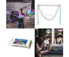 Bubble Brothers - Grün Seifenblasen-Stab für Riesenseifenblase, mit Pulver für 5 Liter Flüssigkeit, fur Kinder, Erwachsene, Buchenholz, handgemacht. Garten Spielzeug Outdoor Spielzeug（MEHRWEG）