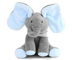 ZXYSHOP Musik Plüsch Elefant Singender Sprechender Plüschelefant Weichpuppe Spielzeug Geschenke für Baby Kleinkinder Puppe Kuscheltier Grey