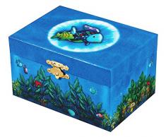 Trousselier - Regenbogenfisch - Schatztruhe - Spieluhr - Ideales Kindergeschenk - Phosphoreszierend - Leuchtend in der Nacht - Musik Elfen-Lied- Farbe dunkelblau