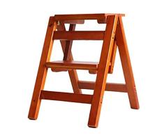 HTL Holz 2 Stufen Hocker, Leiter Klappstuhl, Treppenstuhl, Fischgrätenleiter, Kletterhocker, Blumenständer, Massivholz Tritthocker, 3 Farben (Farbe: Light Walnut),Helle Walnuss