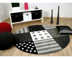 Kinder und Jugend Teppich Maui Grau Sterne Rund in 3 Größen