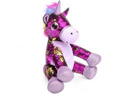 Mousehouse Gifts - Einhorn-Kuscheltier mit Pailletten - Violett - 29 cm