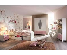 lifestyle4living Jugendzimmer, Kinderzimmer, Komplett-Set, Jugendmöbel, Kleiderschrank, Bett 90 x 200 cm, Nachtschrank, Kinderzimmer, Kindermöbel, 3-teilig, Mädchen