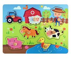 Holzpuzzle Bauernhof - Hochwertige Steckpuzzle fur Kinder ab 1 Jahr