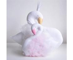 CAOLATOR Krone Schwan Plüschtier Kinder ZierKissen Kissen Plüsch Deko Kuschelkissen Spitze Schmusekissen Dekokissen Dekorative Sofakissen Lendenkissen für Home Sofa Stuhl Auto (Rosa)