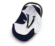 EliMeli Einschlagdecke für Babyschale 100% Baumwolle - Leichte Baby Decke für Autositz aus Waffelstoff und Musselin für den Sommer und Frühling, universal z.B. Maxi Cosi (Marineblau)