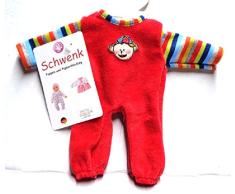 Unbekannt Schwenk Puppenkleidung, Nicki Overall rot mit Ringelstreifen, für ca. 20 - 22 cm Puppen