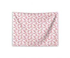 ABAKUHAUS Schwein Wandteppich und Tagesdecke, Cartoon lächelnde Tiere, aus Weiches Mikrofaser Stoff Für den Wohn und Schlafzimmer Druck, 150 x 110 cm, Hellrosa Weiß und Braun