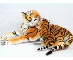 Plüschtier Tiger mit Baby - liegend - braun - 85 cm