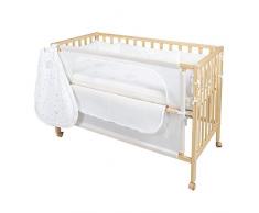 safe asleep von roba Beistellbett, Room Bed, Babybett 60 x 120 cm „Sternenzauber“, Anstellbett zum Elternbett mit kompletter Ausstattung, Stubenbett, Kinderbett, Juniorbett, Holz, natur