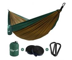 Glymnis Hängematte Outdoor Reisehängematte Ultraleicht Reise Hammock mit Aufhängeseilen und Stahlkarabinern 275 x 140 cm Tragkraft bis 300 kg (Verpackung MEHRWEG)
