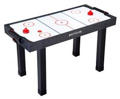 Automaten Hoffmann Airhockey-Tisch mit Luft Gebläse | Leichter Airhockeytisch für Kinder, Jugendliche u. Familien | Inkl. Pucks, Griffen, Zählwerk | 127x60x78 cm | 20 kg | Markenqualität