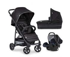 Hauck Rapid 4 Plus Trio Set 3 in 1 Kinderwagen Set bis 25 kg, isofix-fähige Babyschale, Babywanne mit Matratze ab Geburt, höhenverstellbarer Griff, klein faltbar, leicht, caviar/black