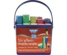 Stylex 48104 - Straßenkreide im 20er Eimer, eckige Straßenmalkreide zum Bemalen von Asphalt und Pflasterstein, sortiert in 7 Farben