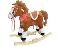 Style home Kinder Schaukelpferd Baby Tierhocker Schaukelstuhl Schaukeltier Plüschschaukel Kinderspielzeug Schaukel Massivholz (Braun Pferd)