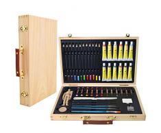 45tlg. Artina Malset Leonardo Malkoffer Set: Acrylfarben, Pinsel, Gliederpuppe uvm. ideal für Einsteiger & Hobbymaler