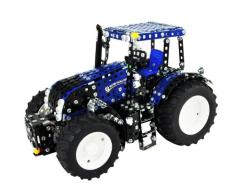 Tronico 10055 - Metallbaukasten Traktor New Holland T8.390, Maßstab 1:16, Profi Serie, blau, 1078 Teile