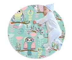 VFSS Baby-Krabbeldecke mit niedlichem Eulen-Motiv, runder Teppich, Spielteppich für Zuhause, Schlafzimmer, Wohnzimmer, Mehrfarbig1, 70x70cm/27.6x27.6IN