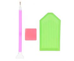 Domybest Werkzeug für Diamantmalerei Stift Diamond Painting Platte Kunststoff Kleber Set Stickerei Diamant, Rosa, 6 Drills