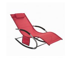 SoBuy® Swingliege Schaukelliege Sonnenliege Liegestuhl Gartenliege mit Tasche Gewebe in rot OGS28-R