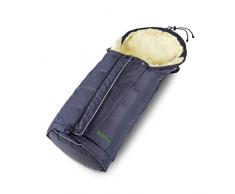 Fellhof 1087 Lammfell Fußsack Sölden, größenverstellbar, bei 30 °C waschbar, OEKO-TEX® Standard 100 zertifiziert, mit patentiertem Magnetverschluss, Rückenteil abzippbar, 40/45x82/94cm (marine)