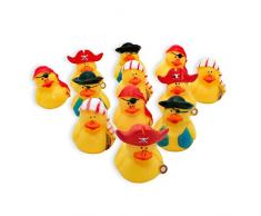 Schramm® 12er Pack Gummiente Pirat 5,5cm Quietscheente Badeente Piraten Ente Bade Quietsche