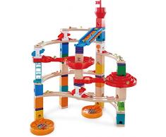 Hape E6024 - Super-Spiralburg, Quadrilla Kugelbahn, Konstruktionsspielzeug mit umfangreichem Zubehör, 129 teilig, aus Holz, ab 4 Jahren, mehrfarbig