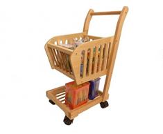 Holzspielzeug-Peitz Kinder Einkaufswagen 3050 Massivholz Einkaufstrolley 4 Räder