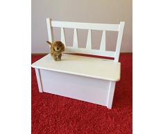 naturholz-shop Kindersitztruhe Kindersitzbank Kinder Sitzbank Truhe Banktruhe Kindertruhenbank Weiss
