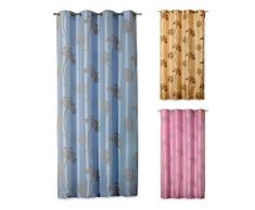 Voile Gardine Clermont Ösen Dekoschal mit Blumenmuster Flock ca. 140x245cm Vorhang blau