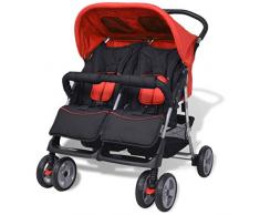 vidaXL Zwillingsbuggy Stahl Buggy Geschwisterkinderwagen Zwillingswagen Baby