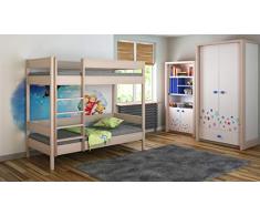 Childrens Beds Home Etagenbetten - Kinder Kinder Juniors Single Mit 2 Schaumstoffmatratzen, Aber ohne Schubladen (160x80, Eiche hell)