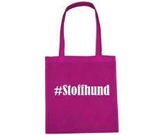 Tasche#StoffhundGröße38x42FarbePinkDruckWeiss