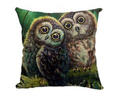 U.Expectating Kissenhülle 45x45cm Große Eulen Braun Kissen Kissenbezug für Kissen Eule Zierkissen Zierkissenhülle Zierkissenbezug Kissenbezug Baumwolle Kinderkissen Eulen-Serie (C)